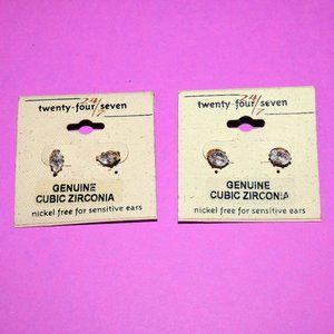 Twenty-Four Seven 24/7 Earrings Lot Genuine Cubic Zirconia Nickel Free Sensitive